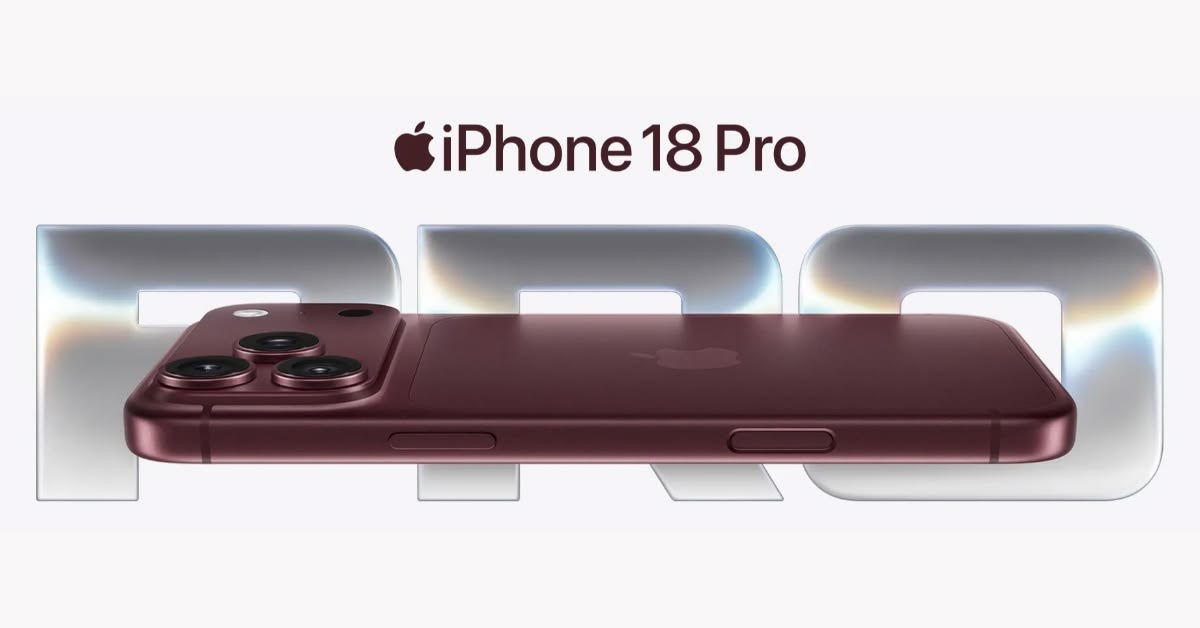 iPhone 18 Pro en color burdeos, con el logo de Apple y la palabra Pro.